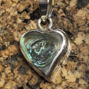 Sterling silver heart pendant with abalone